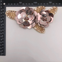 Applique de paillettes et de perles de couleur champagne faite à la main 3 D patchs de paillettes de fleurs perle de verre coudre sur applique pour les ventes