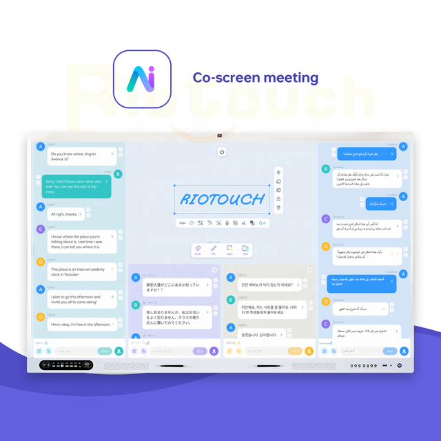 Riotouch SKD CKD Ai Technology Umind Whiteboard Software Android Smart Interactive Whiteboard Meeting for School Teaching