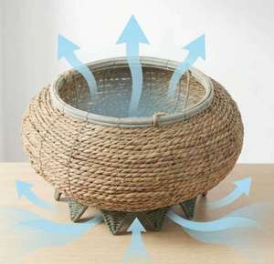 Cama para Mascotas de Paja Tejida Ecológica Hecha a Mano, Cesta Elevada en Forma de OVNI con Patas con Púas en la Parte Inferior, Material Natural Transpirable - Product Image 4