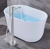 Grifo de pie para bañera con certificación CE, set de grifería para ducha de agua fría/caliente, monomando con válvula de cerámica, para uso en apartamentos, 5 años de garantía.