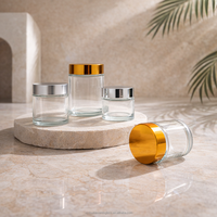 Pot en verre dépoli transparent de luxe personnalisé, rond, 200g, pour emballage cosmétique et soins de la peau, 200ml, 250ml, vide, pour crème gommante corporelle, avec couvercle doré