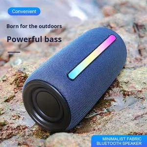 Haut-parleur Bluetooth à double moteur haute puissance, haut-parleur portable sans fil avec design en tissu pour la maison, les voyages en plein air - Product Image 5