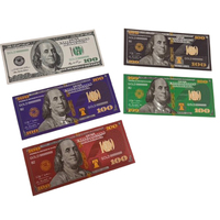 Billets de 100 dollars américains noirs personnalisés, en plastique avec feuille d'or, pour collection, cadeau, accessoire de cinéma, souvenir