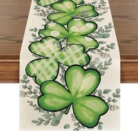Chemin de table imprimé pour la Saint-Patrick, 13 * 72 pouces, chemin de table vert trèfle porte-bonheur, utilisé pour la décoration de la Saint-Patrick
