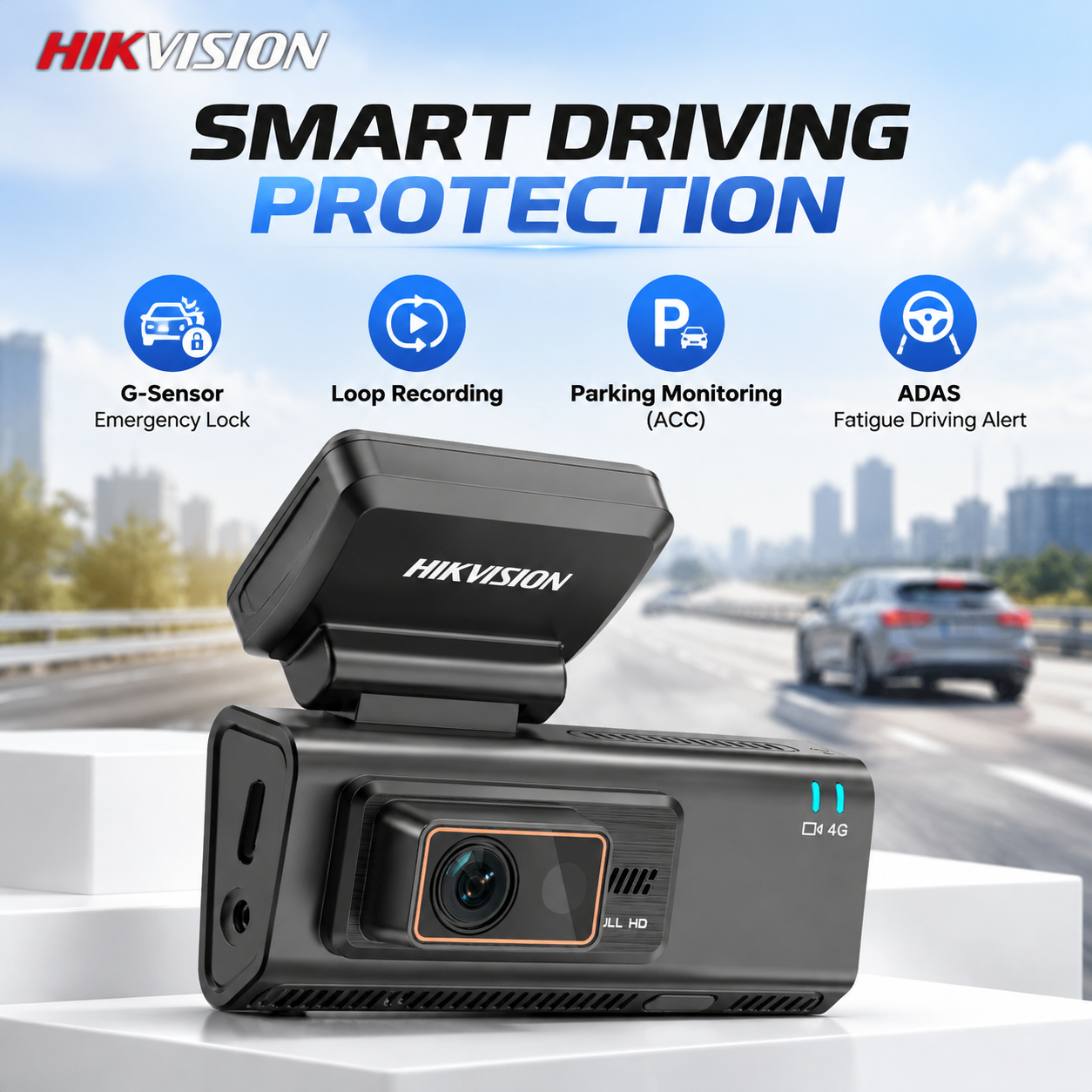 Hikvision 3 Channel Video Recorder Car DVR Dash Cam 1080P+720P+1080P Built-in 4G GPS WiFi App Control 3 Channel Dash Cam · image 5