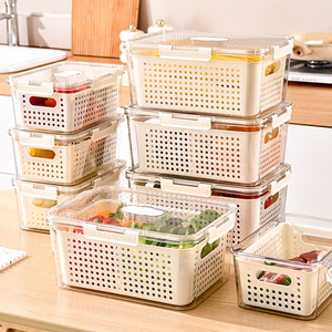 WANUO Food-Grade Plastic Food Storage <strong>Container</strong> <strong>Refrigerator</strong> Food Storage <strong>Container</strong> with Drainage Basket - Product Image 1