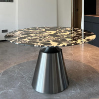 Ensemble de table et chaises de salle à manger rondes en marbre noir et métal, style moderne et luxueux, robuste, directement de l'usine, pour la maison ou l'hôtel