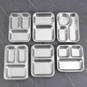 Assiette creuse en acier inoxydable 201, assiette à riz divisée, boîte à lunch pour la maternelle, couleur unie, design moderne <span class=keywords><strong>et</strong></span> simple - Product Image 1