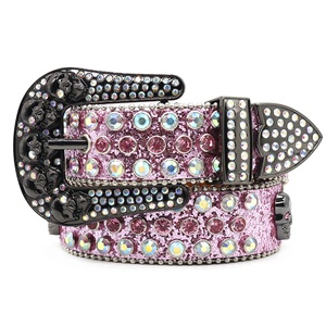 Cintura Larga con Strass a Forma di Teschio per Donne, con Fibbia in Lega, Completamente Incastonata di Diamanti, Design Punk Y2K di Chance - Product Image 2