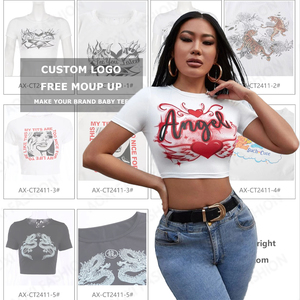 Nueva Camiseta de Verano para Mujer, de Algodón Dobby, con Estampado de Letras Reflectantes, Manga Corta, Elástica, Ajustada, Deportiva, Estilo Regular - Product Image 6