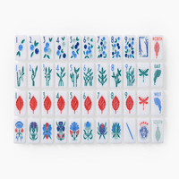 Jeu de tuiles de mahjong américain en acrylique à quatre couches avec icônes naturelles botaniques, œuvre d'art personnalisée pour les cadeaux en gros et les détaillants de jeux