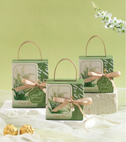 Luxe perle ruban bonbons boîte-cadeau feuille-imprimé faveur de mariage personnalisé fiançailles bébé douche cadeau fête boîte vide en gros