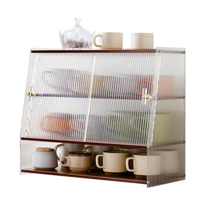 Acrylic desktop storage box, cup holder, <b>kitchen</b> tableware <b>rack</b>, water cup, tea set, and tableware storage cabinet - Product Image 5