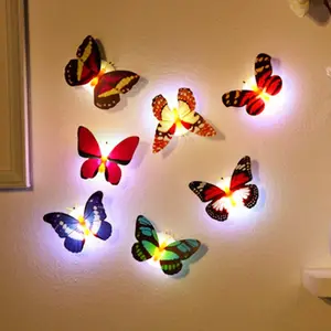 创意节日晚会装饰可粘贴墙贴彩色led夜光蝴蝶夜灯