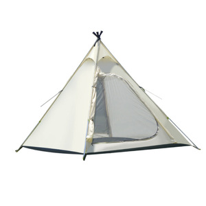Tienda de campaña piramidal india beige y negra para 3-4 personas, impermeable, para camping al aire libre - Product Image 5