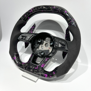 Volante de Coche de Cuero y Fibra de Carbono Forjado Alcantara para <span class=keywords><strong>Audi</strong></span> <span class=keywords><strong>RS</strong></span> A1 A3 A4 A5 A6 A7 R8 RS3 C7 Q5 Q7 S3 S5 8V B8 B9 S4 Q3 Q8 - Product Image 1