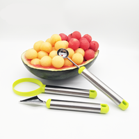 Product 3 Stuks Keuken Fruit Snijwerk Gereedschapsset Roestvrij Graven Fruit Kit Met Roestvrijstalen Handvat
