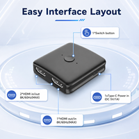 Répartiteur/Selecteur Vidéo Bidirectionnel 2-en-1 / 1-en-2 pour Switch 8K*60Hz avec Alimentation 5V/1A en Stock