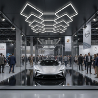 Éclairage de plafond LED à grille hexagonale et géométrique en forme de cœur pour showroom automobile, 6500K, dimmable, pour garage commercial