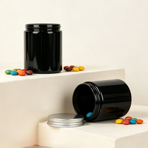 250Ml Black Opaque <b>Glass</b> Bottle Food Grade <b>Container</b> For Candy Gummy And Fish Oil Softgel Packaging - Product Image 6
