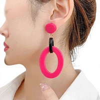 Boucles d'oreilles créoles tendance bohème pour femme, motif feuille de Monstera marbrée noir et blanc, avec perles de rocaille en verre acrylique et zircon, style statement pour mariage