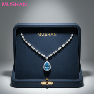 <span class=keywords><strong>Collana</strong></span> <span class=keywords><strong>con</strong></span> Pendente in Argento 925 MUSHAN Jewelry Factory, <span class=keywords><strong>con</strong></span> Diamante ad Alto Tenore di Carbonio e Gemme di <span class=keywords><strong>Acquamarina</strong></span> a Goccia/Pera, da Donna - Product Image 3