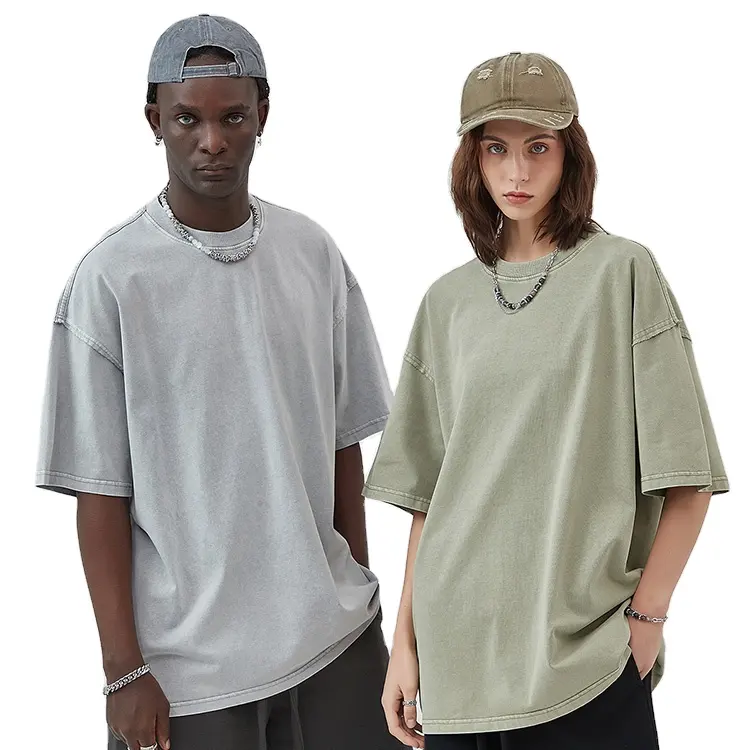 Good Quality Blank T-shirt 100% Cotton Knit Men's Oversize Solid Color Crew Neck Drop Shoulder Short Sleeves T-shirts for Men