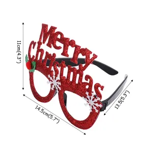 Gafas navideñas de Papá Noel y muñeco de nieve, montura de gafas con purpurina para fiesta, decoración de Festival, disfraz de reno, para vacaciones