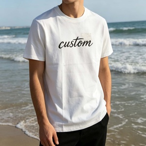 T-shirt personnalisé pour homme à manches courtes, col rond, en coton, imprimé lettres, coupe décontractée, longueur standard, logo sur le devant - Product Image 4