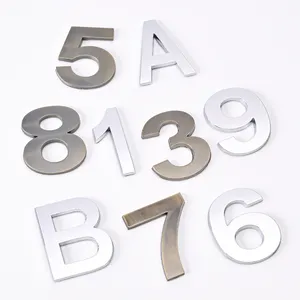 Kustom 3D 4D ABS plastik huruf nomor perak perak warna plat nama untuk mobil nomor plat huruf