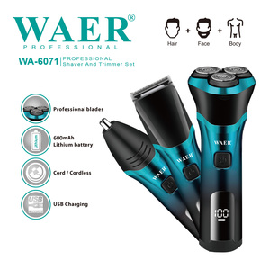 WAER Rasoir rotatif, tondeuse à cheveux, batterie au lithium rechargeable par USB, rasoir <span class=keywords><strong>électrique</strong></span> à trois lames pour la coupe du visage, des cheveux et du corps - Product Image 3