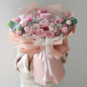 Papier d'emballage pour bouquet de fleurs imperméable bicolore de couleur unie de style coréen entier Papier d'emballage pour roses - Product Image 6