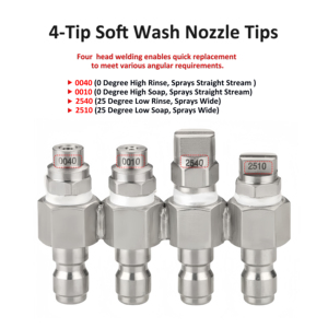 Un Conjunto de 4 Boquillas para Pistola de Agua de Alta Presión, para Limpieza del Hogar, Lavado de Autos, Jardín y Pisos - Product Image 2