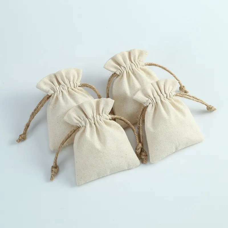 Logotipo personalizado impresso algodão linho vela sabão malote Eco amigável presente Drawstring Bag