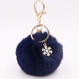 2025 nueva aleación Año Nuevo pompones bola colgante bolsa llavero accesorios de joyería llavero titular Navidad copo de nieve llavero de felpa - Product Image 3