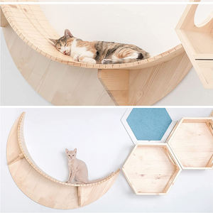 Moderno centro di attività del gatto in legno torre a forma di luna struttura per arrampicata gatto con lana di Sisal materiali montati a parete per <span class=keywords><strong>gatti</strong></span> Tunisia - Product Image 6