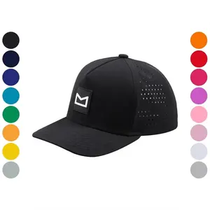 Melin Hydro Hat Manufacturer Custom Logo 5 Panel Waterproof Polyester Golf Sport Mesh Hat Laser Cut Hole Perforated Baseball Cap