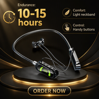 Écouteurs sans fil tour de cou en gros d'usine, stéréo HiFi, pilote F14, BT 5.4, écran LED, 10-15H, Type-C pour la musique et les trajets quotidiens