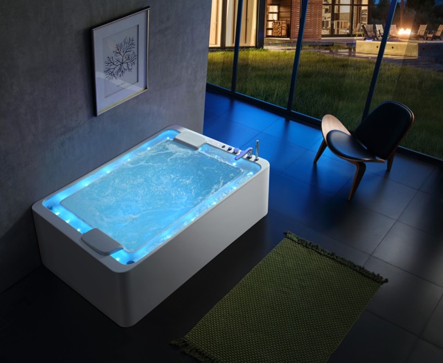 Mona Lisa -High-End Acrylic Whirlpool Bathtub with Massage Jets, LED Lights, Bluetooth, Concealed Controller