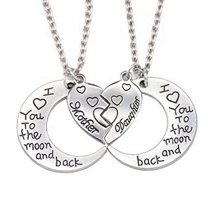 Vente chaude <span class=keywords><strong>Je</strong></span> <span class=keywords><strong>T</strong></span>'aime À La Lune Et Retour Pendentif Maman Collier Pour Cadeau de Fête Des Mères - Product Image 1