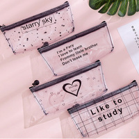 Sac à crayons Transparent en PVC, pochette à fermeture éclair, étui à stylos de rangement en plastique étanche