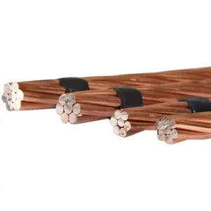 Custom/Wholesale 80A-1500A Lightning Protection Earth Electrical Conductor Bare Copper Clad Steel CCS 7 Stranded Wire