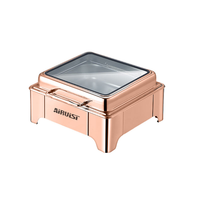 Matériel de restauration : Réchauds de buffet hydrauliques en acier inoxydable, finition Or, Or rose et Argent, pour la restauration de buffets, ensemble de réchauds de buffet