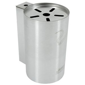 Cenicero de pared mediano de acero inoxidable para uso exterior, diámetro 100 mm, altura 250 mm, longitud 150 mm - Product Image 1