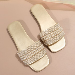 Pantuflas planas de diamantes para mujer, sandalias de playa, calzado de verano, mules. - Product Image 5