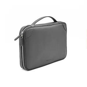 High quality leather custom business portfolio function cosmetic bag leather handbag