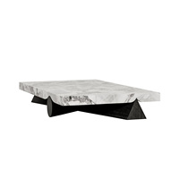Ensemble d'appoint de table centrale en marbre noir design de salon Table basse de luxe moderne italienne en bois