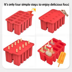 Moule à glaces en silicone de qualité supérieure, 10 cavités, qualité alimentaire, écologique, sans BPA, couleur personnalisable pour sucettes glacées et bâtonnets de glace - Product Image 2