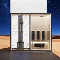Sauna Comercial SG108L/R para 2 Personas, Sauna de Infrarrojos Lejanos, Sauna de Vapor Seco Eléctrica de Madera Sólida para Hoteles, Villas y Proyectos de Bienestar