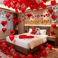 Ballons en aluminium et en latex en forme de cœur « Je t'aime » pour la Saint-Valentin, décoration de fête suspendue, 1000 pétales de rose, ours argenté et rouge, anniversaire